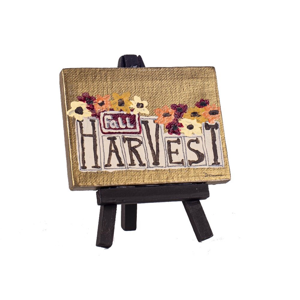 "Fall Harvest I" Original Table Art Painting w/Easel by Dawn M. Wayand